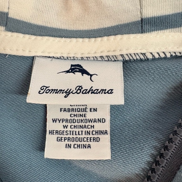 Tommy Bahama Blue and Cream Zip-Up Jacket - Picture 4 of 6